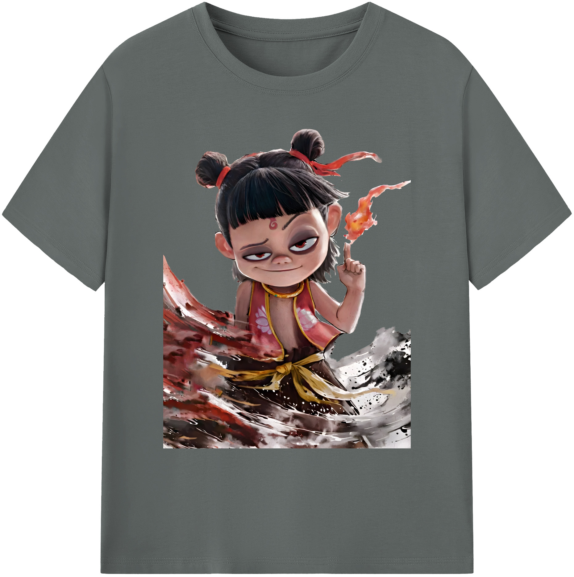 （画像用） Ne Zha 2 ナタ 魔童の大暴れ 綿100％ メンズ半袖Tシャツ｜肌触りやわらか＆通気性
